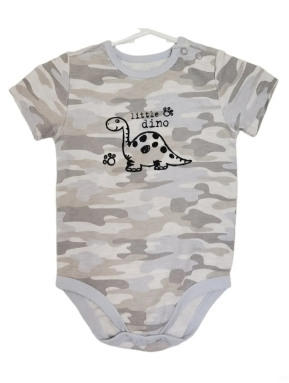 K1323 * Kids Headquarters Camo Little Dino Bodysuit Gray Size 12M